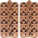 2pcs Christmas Silicone Molds for Baking Jelly Soap, Candy Cane, Gingerbread Men Chocolate Candy Mold (2 Shapes)