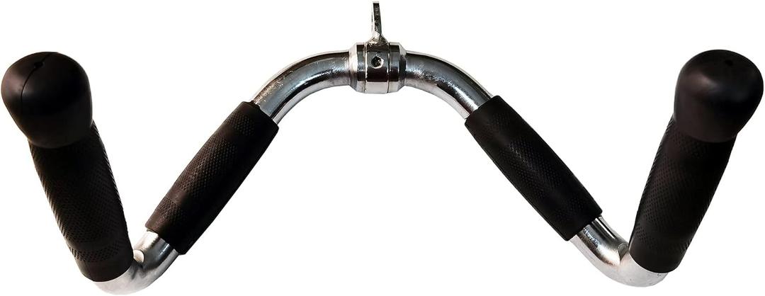 Lat Cable Machine Attachment Curl Pulldown Barbell Revolving Bar, Multi-Exerciser Cable Attachment, Solid Steel Tricep Press Down Bar with Rubber Handgrips & Revolving Hanger