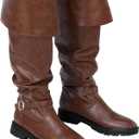 Ramede Medieval Pirate Boots Men Halloween Renaissance Boots Gothic Cosplay Costume for Men (12, Brown)