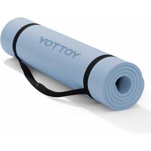 YOTTOY Yoga MatExtra Thick Yoga Mat (1/2inch),Professional TPE Exercise Mat,Non-Slip Workout Mat for Yoga, Pilates, Fitness, Barefoot Workouts, Home Gym Studio with Strap (72*24*1/2inch, Blue)