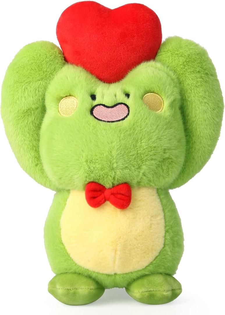 Cute Frog Plush Toy With Red Heart - Stuffed Animal Plushie for Valentine's Day, Birthday, Christmas - Soft Gift for Girlfriend, Kids 9.8"