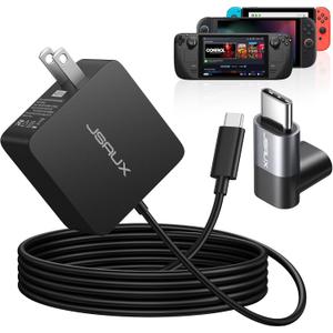JSAUX 45W USB C Charger for Steam Deck/OLED, 5FT Cable Type C PD 3.0 45 Watt Fast Charging Compatible with Steam Deck, Switch/OLED, MacBook, Samsung S25 S24 S23 S22, iPhone 16/15, iPad, Pixel