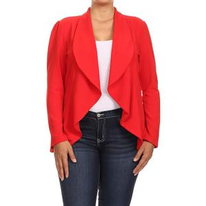 SHEIN Women's Long Sleeve Classic Draped Open Front Lightweight Blazer  Size S, Red