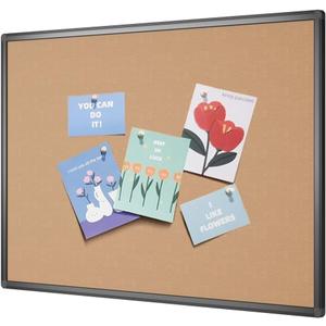 VIZ-PRO Cork Notice Board, 36 X 24 Inches, Cork Bulletin Board with Black Aluminium Frame
