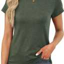 Memorose Womens Short Sleeve Tops Summer T Shirts Round Neck Causal Fashion Basic Tee, Large