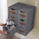 4 Pack Stackable Storage Drawers, Fabric Closet Organizers and Storage with Handles and Clear Window, Pull-Out Clothes Storage Bins with Drawer for Closet, Bedroom, Living Room, Under Bed, Gray