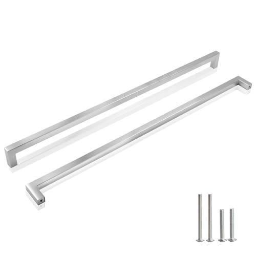 Redunest Cabinet Pulls Brushed Nickel Cabinet Handles Square Drawer Pulls, 2 Pack 18 Inch Stainless Steel Kitchen Door Cupboard Cabinet Handles, Cabinet Hardware Drawer Handles, 458mm Hole Centers