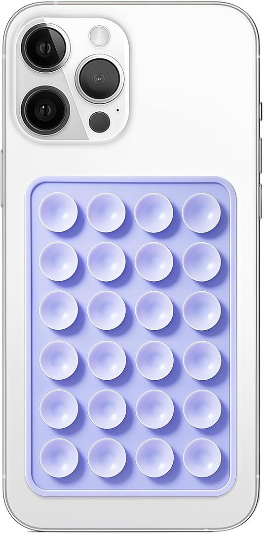 Galundge Silicone Suction Phone Case Mount, Non Slip Sticky Phone Grip for Cellphone, Silicon Adhesive Suction Cup Phone Mount, Strong Grip Holder for Selfies and Videos (Lavender)