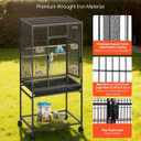 VEVOR Bird Cage, 24.6 x 16.7 x 53.9 inch, Flat Top, Wrought Iron Bird Flight Cage with Perches, Slide-Out Tray and Plastic Feeders, Casters, for Parrot, Blue Tit, Cockatiel, Canary, Budgerigar, Conure