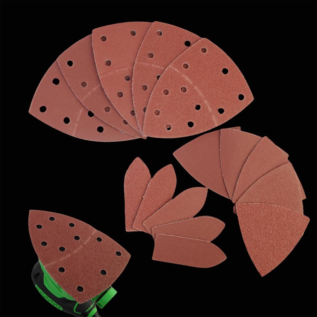 Dobetter 150 PCS Mouse Sander Sandpaper Sand Paper Assortment Pack 60/80/120/180/220 Grit with Holes Hook and Loop Detail Sander Finger Sander Pads