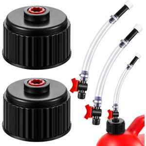 Fabbay 4 Pieces Racing Fuel Jug Cap Racing Fuels Filler Hose 5 Gallon Gas Can Cap with Hose Kits for Gasoline 5 Gallon Container Tank Gas Jug Replacement(Elegant Style)