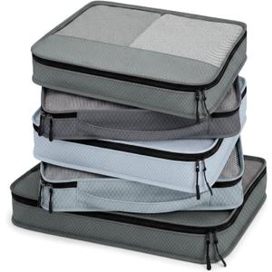 5 Pcs Packing Cubes for Suitcase Large Travel Cubes Carry on Luggage Organizer Bags for Clothes Accessories(Mixed,Gray)