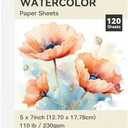 XWT 120 Sheets Watercolor Paper Bulk, 5x7in 110lb/230gsm, Cold Pressed Acid Free Natural White Textured Water Color Painting Art Supplies, Drawing Gift for Professional Adult Artists