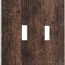 Light Switch Cover Plate Rustic Brown Wood Plank Retro Wooden Board 2 Gang Double Switch Plate Covers Toggle Wallplate Decorative Outlet Covers Electrical Switchplate for Farmhouse Home Decor