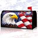 Tiamon American Flag Bald Eagle Mailbox Cover Magnetic 4th of July Post Box Decoration Standard Size 20 x 18 Inch Patriotic Decorative Mailbox Cover for 250th Anniversary Garden Yard Outdoor Decor
