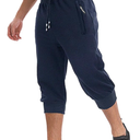 Men's 3/4 Jogger Capri Pants Workout Gym Below Knee Shorts Zipper Pockets Jogger Sweatpant Capris for Men, 34