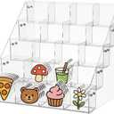 OMISTAR 5-Tier Sticker Acrylic Display Stand, Clear Sticker Holder with 20 Pockets, 4 in Large Sticker Holder Organizer, Storage Container for Trading Cards, Pins, Business Cards, Vendor Display Rack