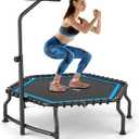 ANCHEER 50" Rebounder Trampoline for Adults With Bar, 550 LBS Mini Trampoline Quiet Exercise Bungee Jumping Cardio Trainer Workout (Blue)
