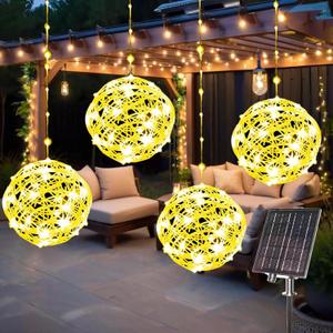 Solar Christmas Ball Lights - 160LED Outdoor Tree Globe String Lights, 8 Modes Waterproof Sphere Lantern Lights, Christmas Decor for Tree Garden Porch (Warm White, 4pack)