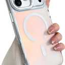 SAKUULO Magnetic Case for iPhone 17 Pro Max Compatible with Magsafe, Bling Laser Iridescent Florescent Crystal Sparkly Luxury Shockproof Protective Cover for Women Men, White