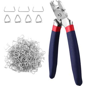 WORKPRO Bent Hog Ring Pliers with 500 Pcs 3/4" Hog Rings, Galvanized Steel Hog Rings Perfect for Furniture Upholstery, Auto Upholstery, Plastic Meat & Sausage Casings