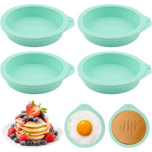 4PCS Silicone Egg Mold - 4 inch Egg Bites Mold, Non-Stick Accessories for Air Fryer, Muffin Lids, Cake, Muffin Top (Green)