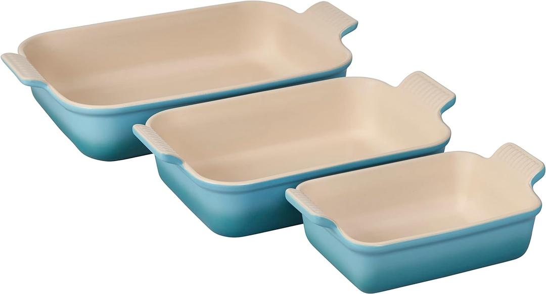 Le Creuset Stoneware Heritage Set 3 Rectangular Dishes, Caribbean