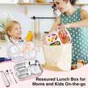 25oz 18/8 Stainless Steel Lunch Box Kit (Bento Box + Fork/Spoon) - 3 Leakproof Compartments - Metal Snack Box for Kids & Adults - School/Office/Travel - Dishwasher Safe (Pink)