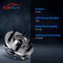 Autoround 515043 Front Wheel Bearing and Hub Assembly Fit for 4x4 4WD Ford Expedition & Lincoln Navigator 2000-2006, 6 Lug w/ABS