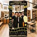 Graduation Decorations Class of 2026 Graduation Party Photo Booth Prop Black Gold Movie Background Congrats Grad Backdrop Banner for Middle High School College Party Decorations