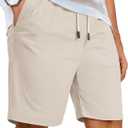 COOFANDY Mens Casual Shorts Cotton Elastic Waist Shorts Drawstring Summer Beach Shorts (Beige, M)