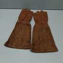 KINDE Gardening Gloves - Thorn Proof Cowhide Leather Rose/Blackberry Pruning Long Forearm Protection Gauntlet, Work Garden Gloves (BROWN, Large)