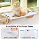AMOSIJOY Cat Sill Window Perch Sturdy Cat Hammock Window Seat with Wood & Metal Frame for Large Cats, Easy to Adjust Cat Bed for Windowsill, Bedside, Drawer and Cabinet (24.4''-White Plush)