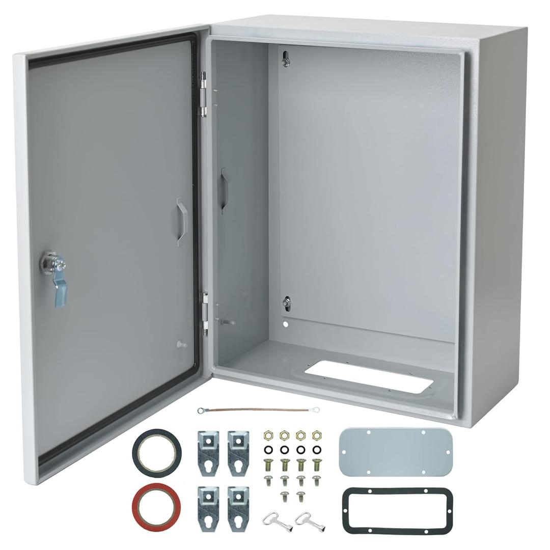 Generic Waterproof Electrical Enclosure 16 x 12 x 8'', Outdoor Electrical Box Weatherproof, Electrical Junction Box with Reinforced Lock, Gray, JYX403020 (Grey)