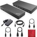 Lenovo 40AF0135US ThinkPad Docking Station Dual Monitor Hybrid USB-C with USB-A, Supports 4K, with 135, HDMI & DisplayPort Cable Compatible with Windows 
