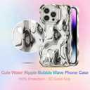 UEEBAI Ripple Case for iPhone 15 Pro Max, Cute Silver Cover Wave Shape for iPhone Case Pretty Aesthetic 3D Phone Cover, Water Ripple Shell 3D Chrome Design for Women and Girl, Silver