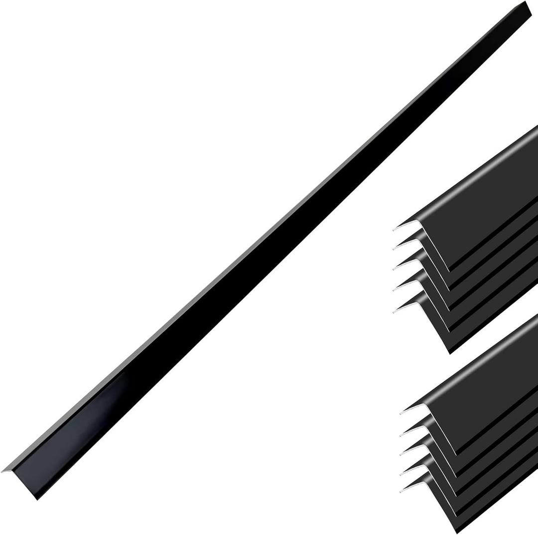 10 Pcs Aluminum Alloy Wall Corner Guards, 0.8" x 0.8" x 48" L-Shaped Metal Corner Protectors, 90 Angle, Black Edge Trim for Wall Protection and Decoration (Black, 48"x0.8"x0.8")