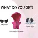 17cm Doll Clothes& Accessories (No Doll), Outfit Set with 3-Piece, Pink Hooded Jumpsuit, Sunglasses& Canvas Shoes