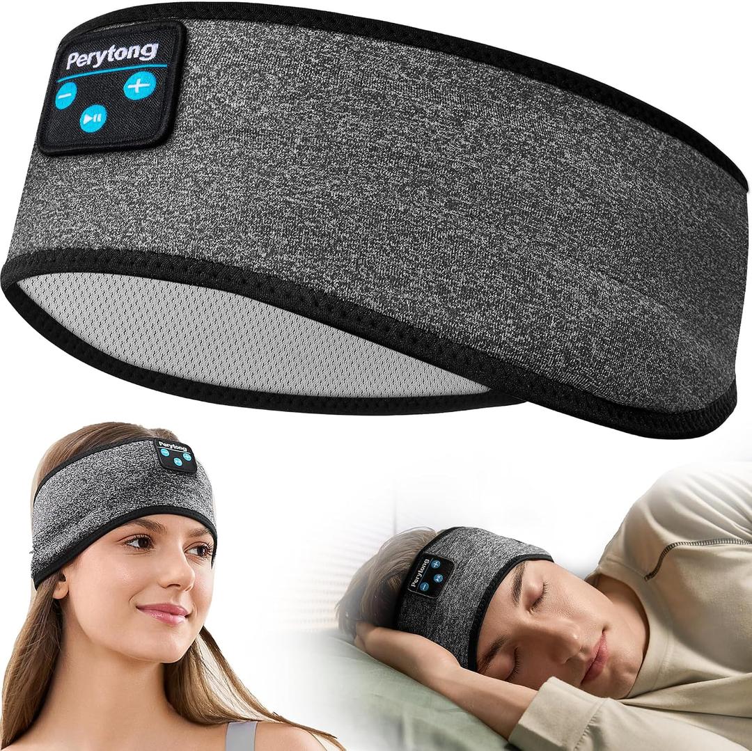 Perytong Sleep Headphones Bluetooth, Sleeping Headphones Headband - Soft Elastic Comfortable Wireless Headband, Gifts for Men Women Teenager