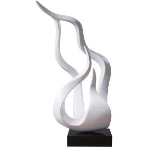 Abstract Sculpture Decor Modern Arts Flame Figurine Table Centerpiece Statue Polyresin White 16.5 inch