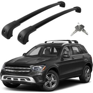 Roof Rack Cross Bars Compatible with Mercedes Benz GLC 2016-2022 with Flush Side Rails (Not for Coupe and Raised Rails), Adjustable Aluminum 300 LBS Anti-Theft Lock Cargo Carrier Rooftop Crossbar