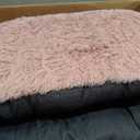 EHEYCIGA Fluffy Dog Crate Bed, Plush Extra Large Dog Pillow, Pink Xlarge Calming Anti Anxiety Plush Faux Fur Mat for Large size dogs, Washable Soft Warm Dog Pad with Non-Slip Bottom, 41 x 27.5