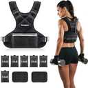 PACEARTH Adjustable Weight Vest 11-20lbs X-Shape Weighted Vest for Women and Men, Home Workout Ironsand Vest with Zipper Pouch and 6 Weight Packs, Gray, Black