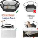 Pawaboo Small Animals Playpen, Waterproof Small Pet Cage Tent with Zippered Cover, Portable Outdoor Yard Fence with 3 Metal Rod for Kitten/Puppy/Guinea Pig/Rabbits/Hamster/Chinchillas, Black, 52.4"L x 52.4"W x 15"H