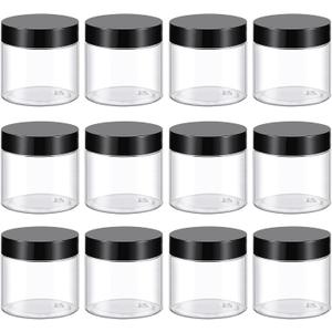 48 Pack 2 Oz Plastic Container Jars with Lids BPA Free, Empty Round Clear Cosmetic Containers Plastic Slime Jars for Lotion, Cream, Ointments, Samples, Makeup, Travel Storage