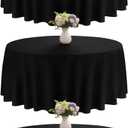 3 Pack 90 Inch Round Black Polyester Tablecloth Bulk Washable Table Covers for Wedding Dining Table Buffet Parties Banquet Decor(Black)