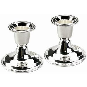 The Dreidel Company Silver Candle Holders, Shabbat Candle Sticks, Ornate Silver Plated Design (2.5 Inches) (Single)