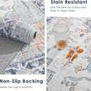 VK VKLIVING 6'x9' Area Rugs 6'x9' Washable Rug Machine Washable Rugs for Living Room Boho Area Rugs for Bedroom, Vintage Rugs Carpet Machine Rug Non Slip Office Rug, Light Blue