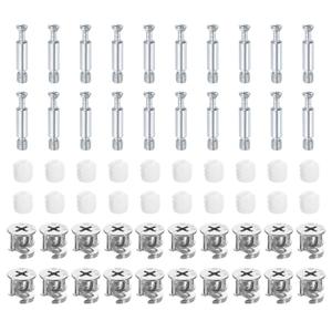 uxcell 20Set 15x14mm Furniture Cam Lock Fitting with 5.8x32mm Dowel Fasteners, 3-in-1 Metal Furniture Board Connecting Screws Bolts Assortment Kit for Cabinets Chairs Drawer