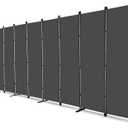 MAYOLIAH 8 Panel Room Divider 6ft Tall Freestanding Privacy Screen 160'' W Portable Office Partition, Grey
